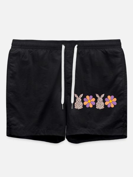 Bunny Flowers - Swim Trunks - black