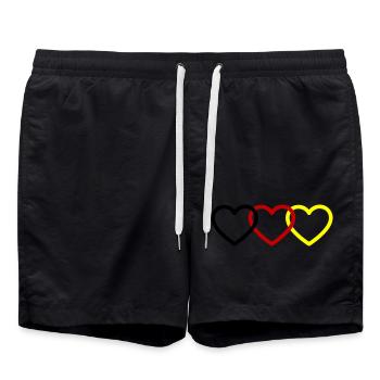 Deutschland Herzen - Badeshorts - Schwarz - Vorne - AI Model Male 185 light (185cm)