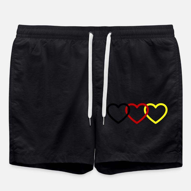 Deutschland Herzen - Badeshorts - Schwarz