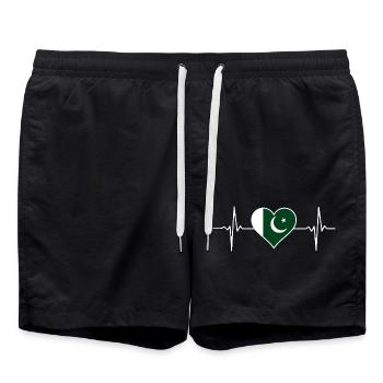 Battement de cœur du drapeau pakistanais - Short de bain - noir - Devant - AI Model Male 185 light (185cm)