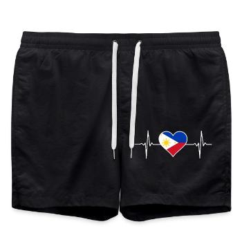Battement de cœur du drapeau des Philippines - Short de bain - noir - Devant - AI Model Male 185 light (185cm)