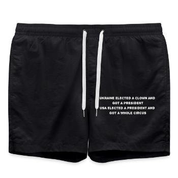 USA Ukraine president - Swim Trunks - black - Front - AI Model Male 185 light (185cm)