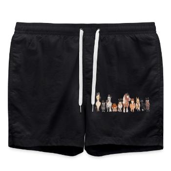 Dessin animé Chevaux Aquarelle - Short de bain - noir - Devant - AI Model Male 185 light (185cm)