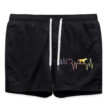 Reiten Herzschlag Pferd - Badeshorts - Schwarz - Vorne - AI Model Male 185 light (185cm)