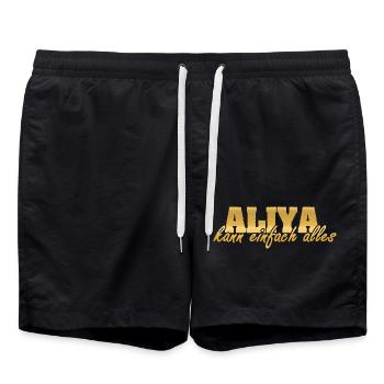 Aliyah as a woman - Swim Trunks - black - Front - AI Model Male 185 light (185cm)