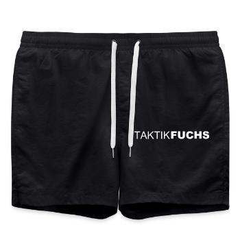 Taktikfuchs - Fußball - Sport - Kreisliga Trainer - Badeshorts - Schwarz - Vorne - AI Model Male 185 light (185cm)