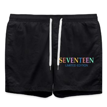 Cadeau 17ème anniversaire dix-sept rétro - Short de bain - noir - Devant - AI Model Male 185 light (185cm)