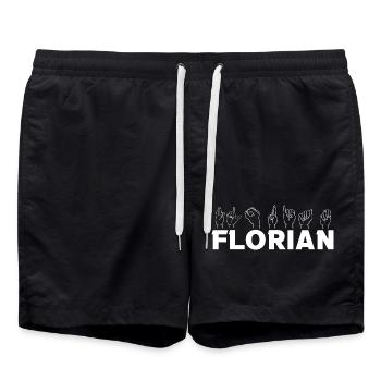 Sign language Florian - Swim Trunks - black - Front - AI Model Male 185 light (185cm)