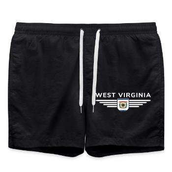 West Virginia Fan Shirt – Nature & Pride - Swim Trunks - black - Front - AI Model Male 185 light (185cm)