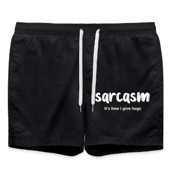 sarcasm its how I give hugs - Swim Trunks - black - Front - AI Model Male 185 light (185cm)