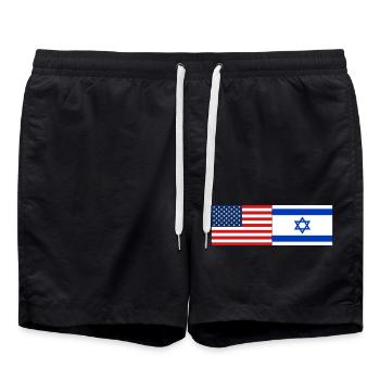 États-Unis, Israël Drapeau - Short de bain - noir - Devant - AI Model Male 185 light (185cm)