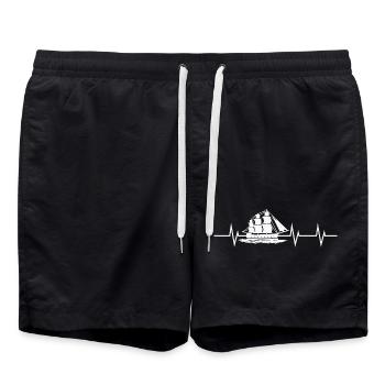 Heartbeat of the Sea – Tall Ship Edition - Badeshorts - Schwarz - Vorne - AI Model Male 185 light (185cm)