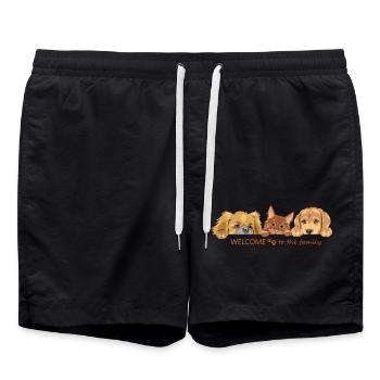 Niedliche rothaarige Katze und zwei Hunde - Badeshorts - Schwarz - Vorne - AI Model Male 185 light (185cm)