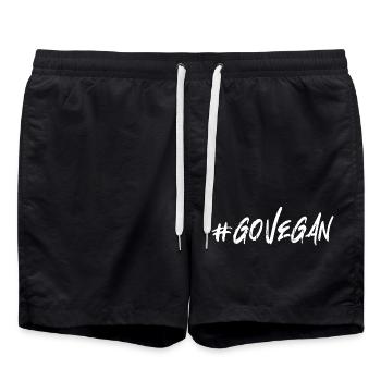 Go vegan - Swim Trunks - black - Front - AI Model Male 185 light (185cm)