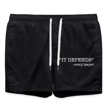 Attorney humor - Swim Trunks - black - Front - AI Model Male 185 light (185cm)