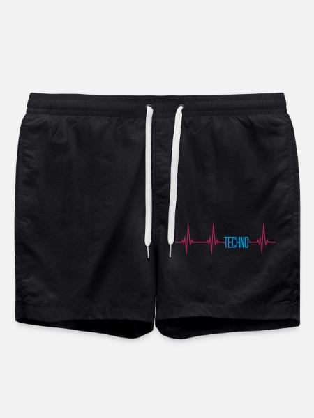 Pulse heartbeat techno - Swim Trunks - black