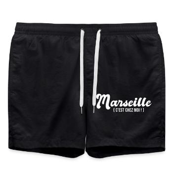 marseille chez moi cadeau humour Marseille homme - Short de bain - noir - Devant - AI Model Male 185 light (185cm)