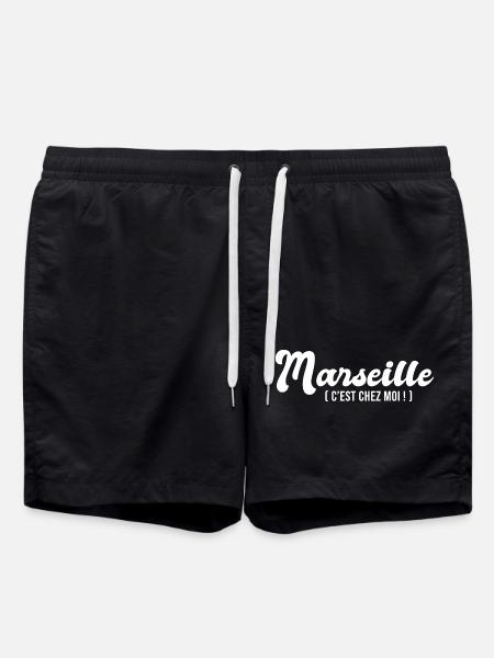 marseille chez moi cadeau humour Marseille homme - Short de bain - noir
