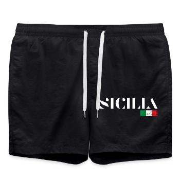 SICILY SICILIA ITALY ITALIA HOLIDAYS (w) - Swim Trunks - black - Front - AI Model Male 185 light (185cm)