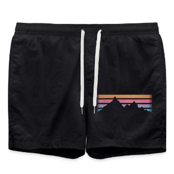 MONTAGNES - RANDONNÉE - RETRO Stripes - Short de bain - noir - Devant - AI Model Male 185 light (185cm)
