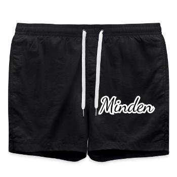 Minden - Textdesign mit Stadtnamen - Badeshorts - Schwarz - Vorne - AI Model Male 185 light (185cm)