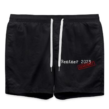 Rentner 2023, Pensionär, Endlich im Ruhestand! - Badeshorts - Schwarz - Vorne - AI Model Male 185 light (185cm)