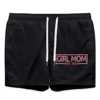 Mädchen Mama Est. 2023 Baby Shower Schwangerschaft Enthüllung - Badeshorts - Schwarz - Vorne - AI Model Male 185 light (185cm)