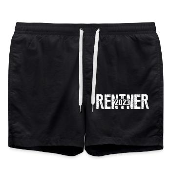 Rentner 2023, Pensionär, Endlich im Ruhestand! - Badeshorts - Schwarz - Vorne - AI Model Male 185 light (185cm)
