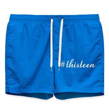 Hashtag Thirteen Cool 13 Years Old 13th Birthday - Swim Trunks - cobalt blue - Front