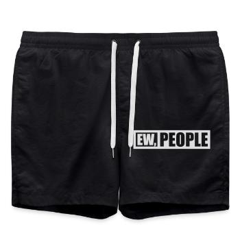 ew people funny quote - Swim Trunks - black - Front - AI Model Male 185 light (185cm)