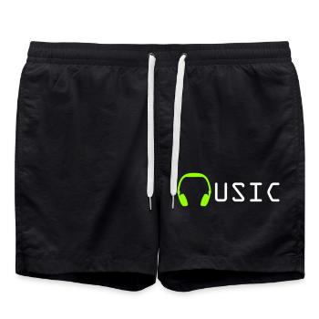 Citation de musique Musique Amour Casque Vert Dire Texte - Short de bain - noir - Devant - AI Model Male 185 light (185cm)