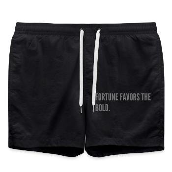 Fortune favors the bold. - Swim Trunks - black - Front - AI Model Male 185 light (185cm)