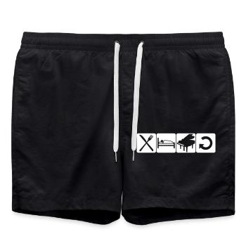 Piano Piano Daily Eat Sleep Repeat - Swim Trunks - black - Front - AI Model Male 185 light (185cm)
