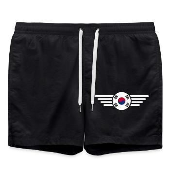 J’aime la Corée du Sud, T-shirt design de style élégance - Short de bain - noir - Devant - AI Model Male 185 light (185cm)