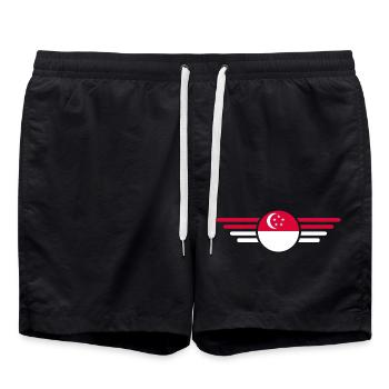 I Love Singapore, Elegance Style Design T-Shirt - Swim Trunks - black - Front - AI Model Male 185 light (185cm)