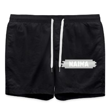 Name Naima - Badeshorts - Schwarz - Vorne - AI Model Male 185 light (185cm)