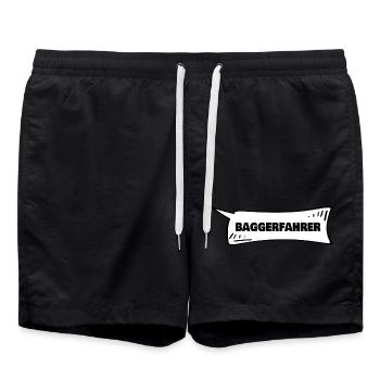 Speech bubble excavator driver - Swim Trunks - black - Front - AI Model Male 185 light (185cm)