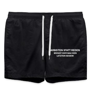 Arbeiten statt Reden - Badeshorts - Schwarz - Vorne - AI Model Male 185 light (185cm)
