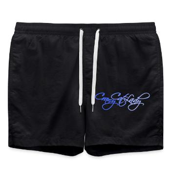 Crazy Cat Lady Text Insane Woman Cats Love - Swim Trunks - black - Front - AI Model Male 185 light (185cm)