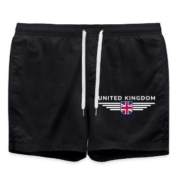 I Love Britain UK, Style Design T-Shirt - Short de bain - noir - Devant - AI Model Male 185 light (185cm)