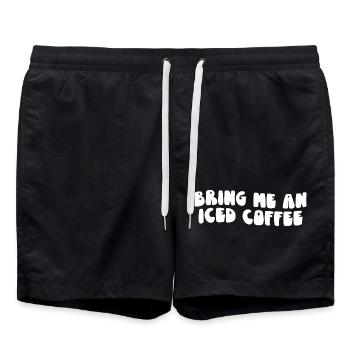 Bring Me an Iced Coffee - Swim Trunks - black - Front - AI Model Male 185 light (185cm)