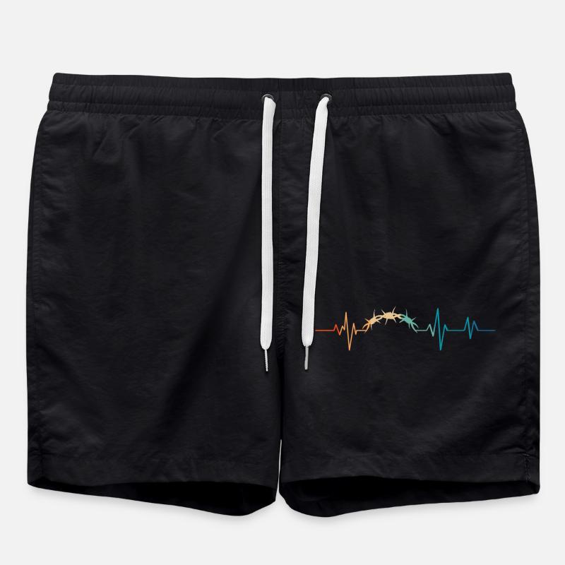 Retro Heartbeat Barbed Wire - Swim Trunks - black