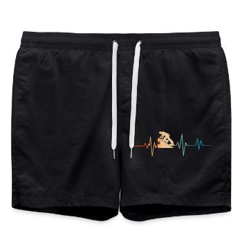 Heartbeat Retro Dachdecker - Badeshorts - Schwarz - Vorne - AI Model Male 185 light (185cm)