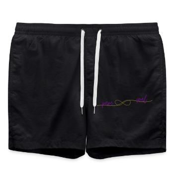 die liegende acht puresoul, gold-lilla - Badeshorts - Schwarz - Vorne - AI Model Male 185 light (185cm)