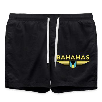 Bahamas fans: Tropical design - Swim Trunks - black - Front - AI Model Male 185 light (185cm)