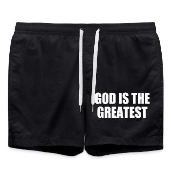 god is the greatest - Badeshorts - Schwarz - Vorne - AI Model Male 185 light (185cm)