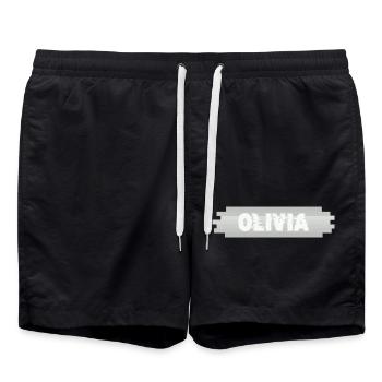 Olivia as a name - Swim Trunks - black - Front - AI Model Male 185 light (185cm)