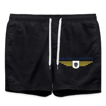 Massachusetts Fan T-Shirt – Stylisch & Einzigartig - Badeshorts - Schwarz - Vorne - AI Model Male 185 light (185cm)