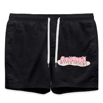 Adorable Piglets from Behind - Swim Trunks - black - Front - AI Model Male 185 light (185cm)