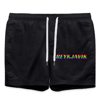 Reykjavik Rainbow LGBTQ Pride Month - Swim Trunks - black - Front - AI Model Male 185 light (185cm)